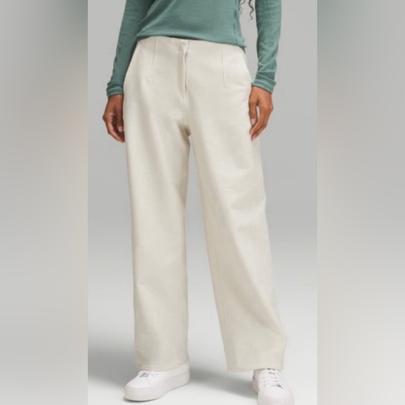 lululemon athletica Pants - LULULEMON Relaxed Mid-rise Utilitech Trouser Bone White Neutral size 10
